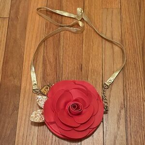 Disney Beauty and the Beast Red Rose Crossbody Bag with Gold Strap 🌹